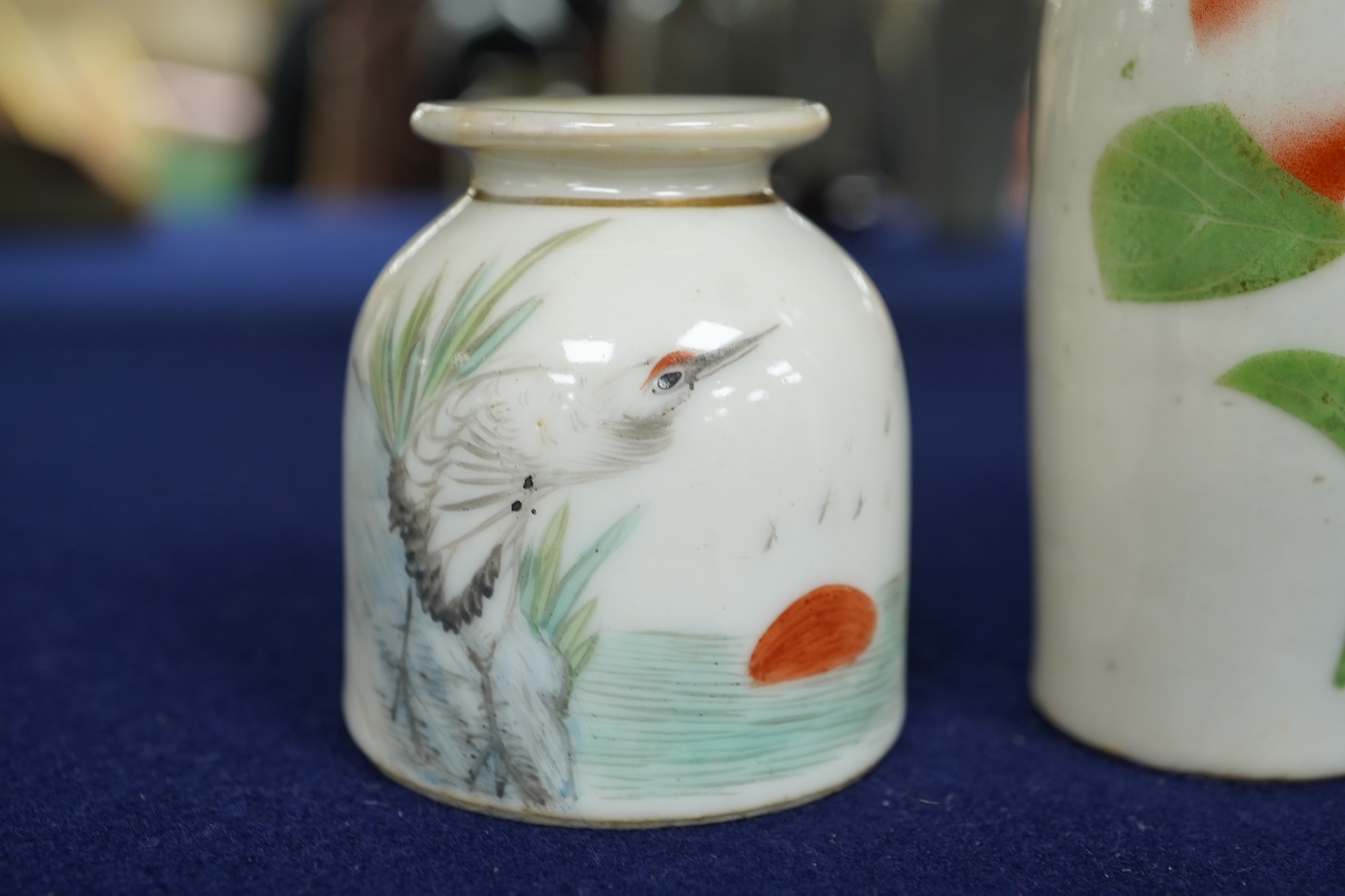 Three Chinese miniature enamelled porcelain vases and a water pot; early 20th century, tallest 13.5cm